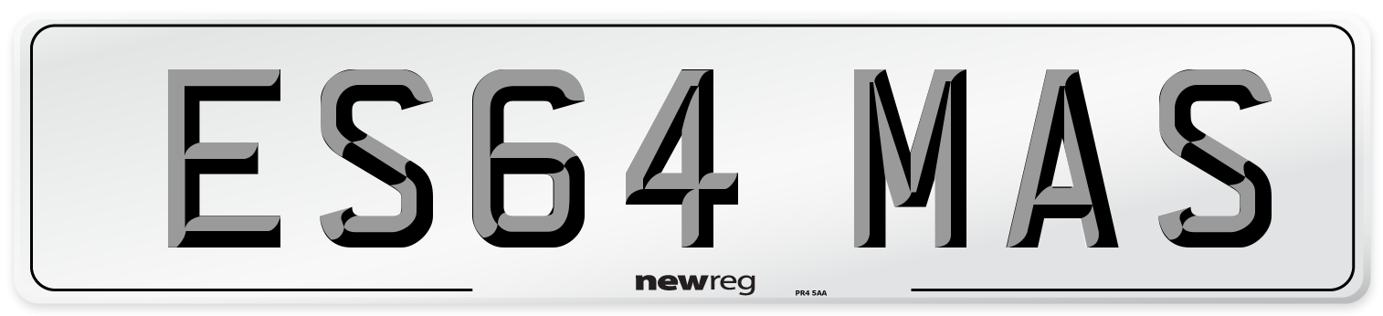 ES64 MAS Number Plate from New Reg
